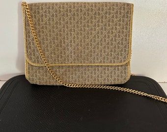 Christian Dior Oblique Golden Lamé Bag DIOR Monogram 1970s