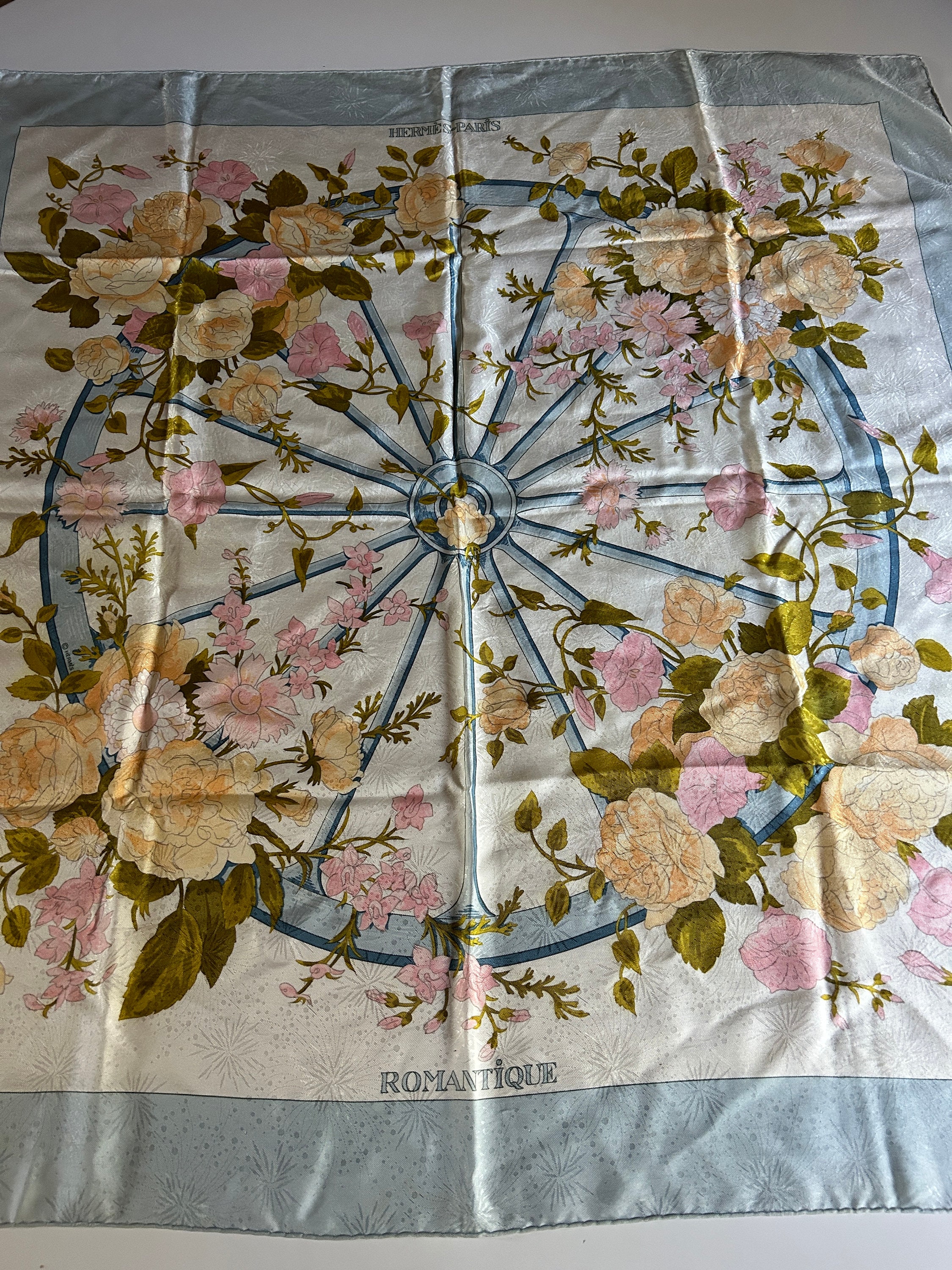Hermès Damask Silk Scarf Entitled Romantic 1973 First Edition
