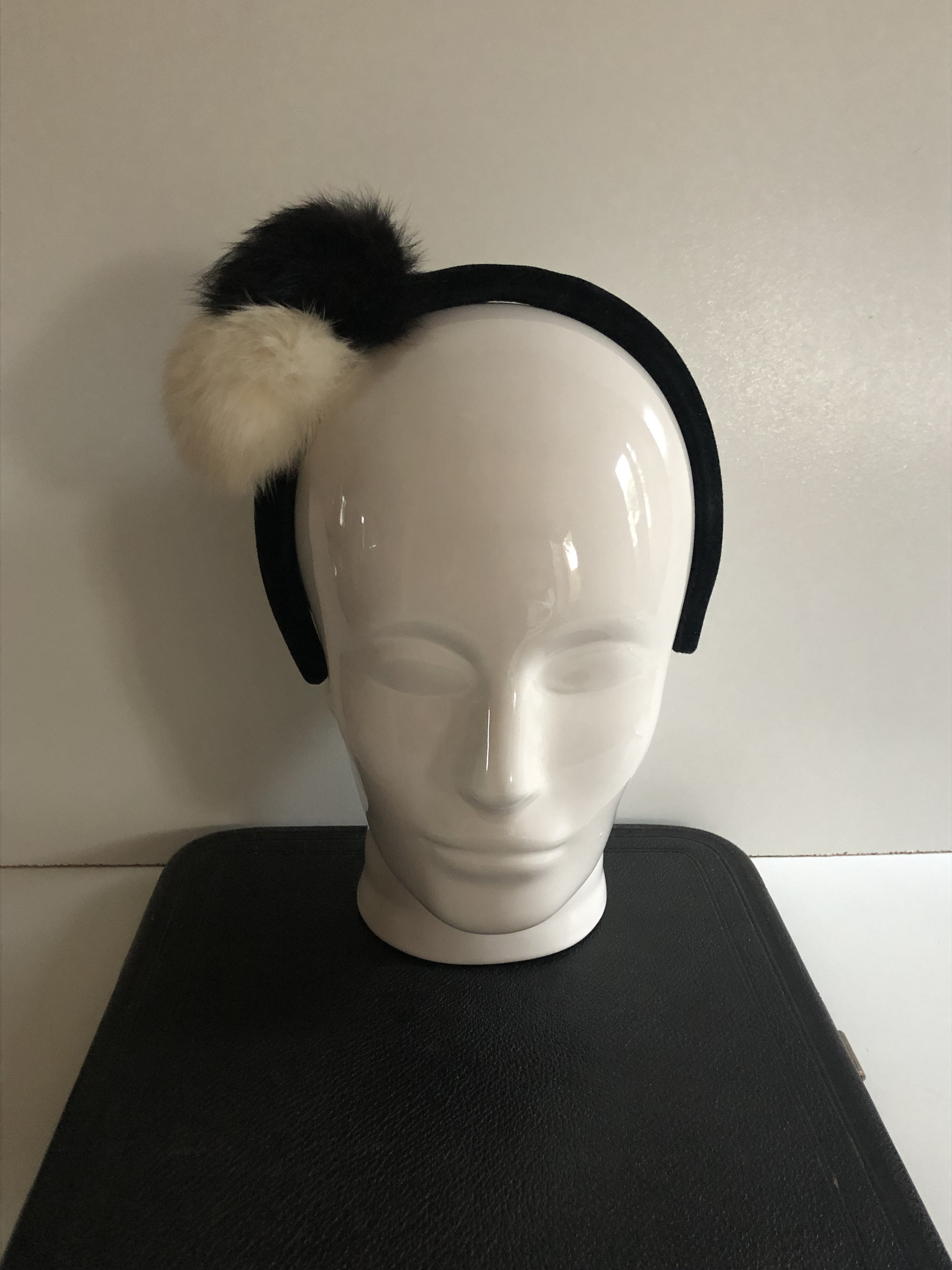 Authentic Nina Ricci beautiful red velvet headband Nina Ricci Headband Hairband Black Velvet Pompom Vintage - Etsy main image 3