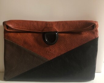 IL BISONTE large patchwork leather clutch 90s