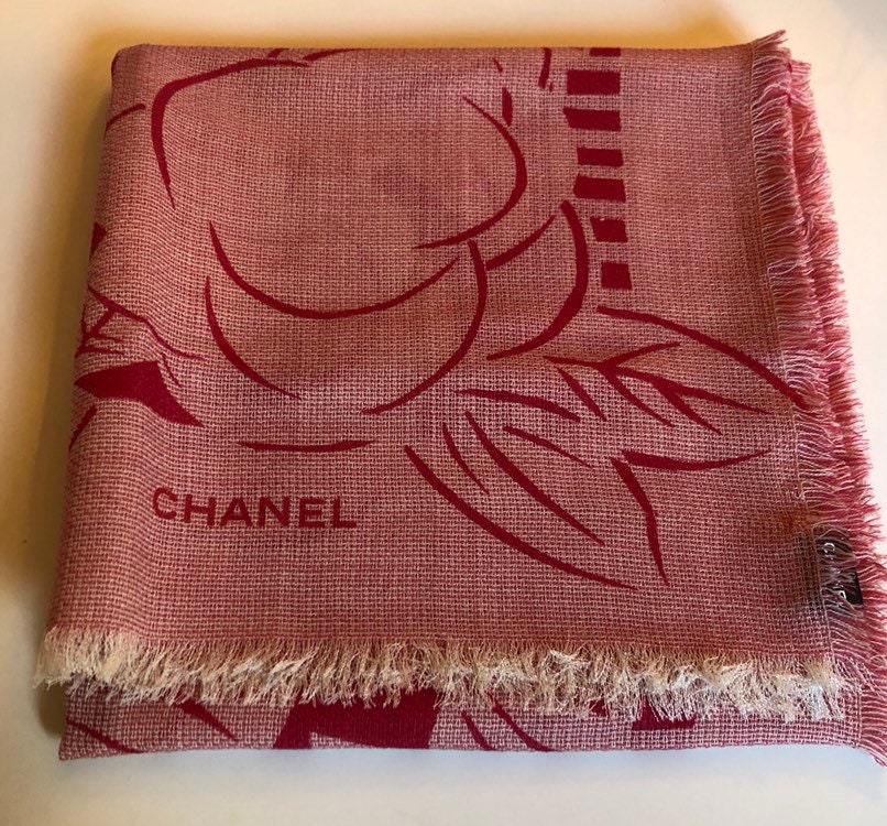 Chanel 2000s Camelia Pink Silk Scarf · INTO