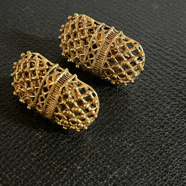 Claire Deve Boucles d'Oreilles Bronze Doré Années 90