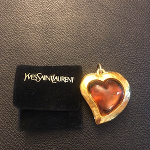 Authentic Yves Saint Laurent Heart Pendant Necklace 80s Never Used