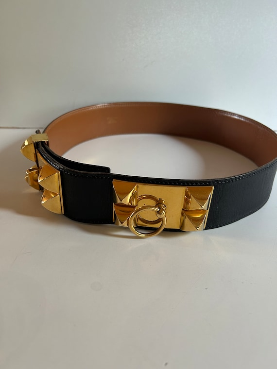 Hermès Médor Dog Collar Belt Black Leather Gold Finishes 1986 - Etsy