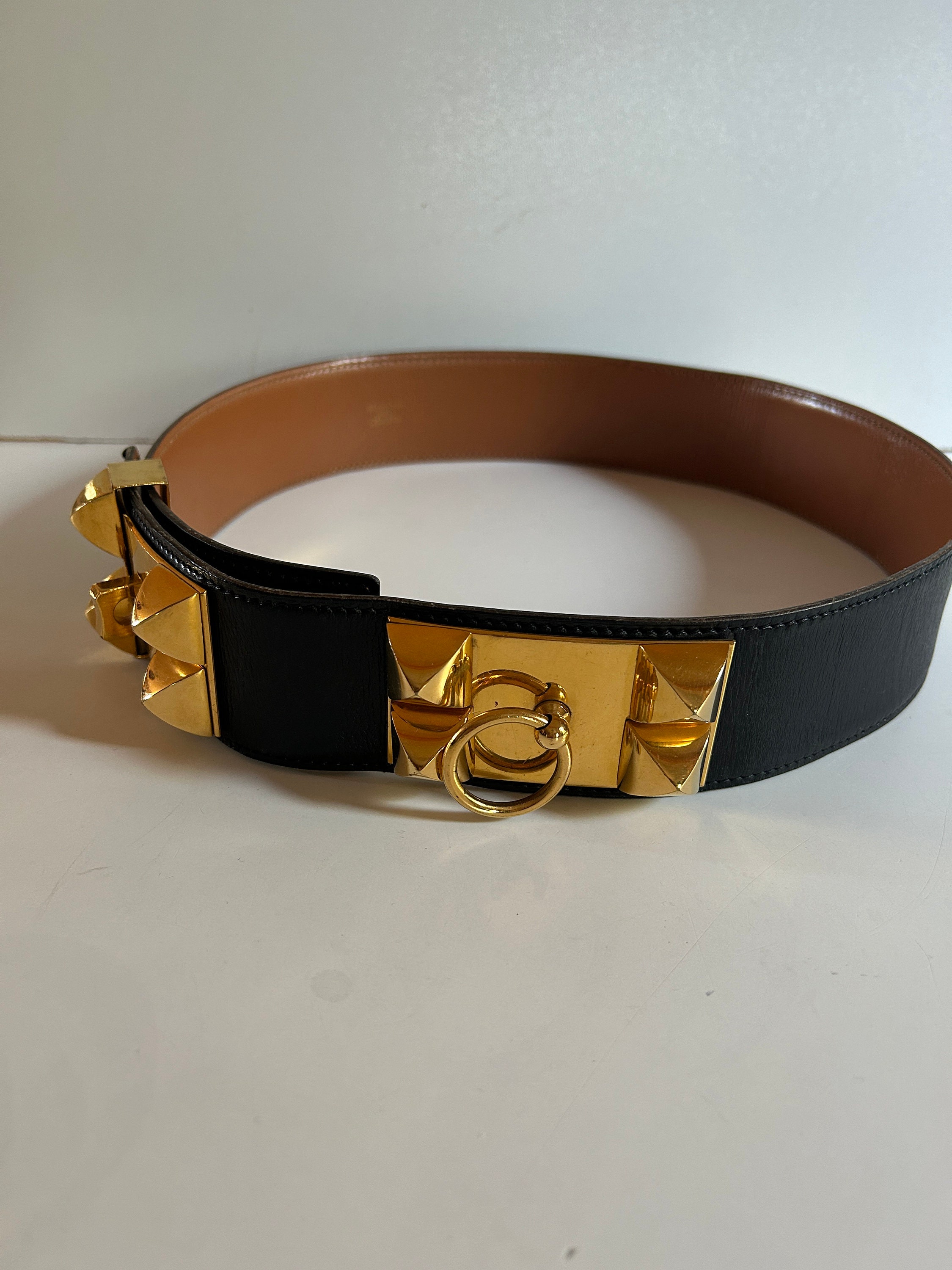 Hermès Médor Dog Collar Belt Black Leather Gold Finishes 1986 - Etsy