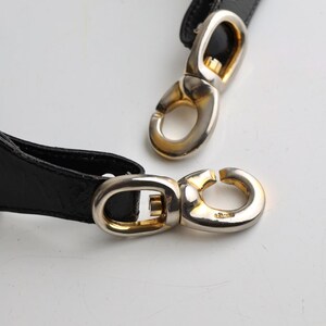Céline Paris Black Patent Leather Belt with Gold Buckle 80s image 7