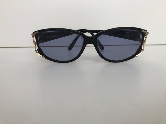 Nina Ricci Black and Gold Sunglasses Blue Lenses … - image 8