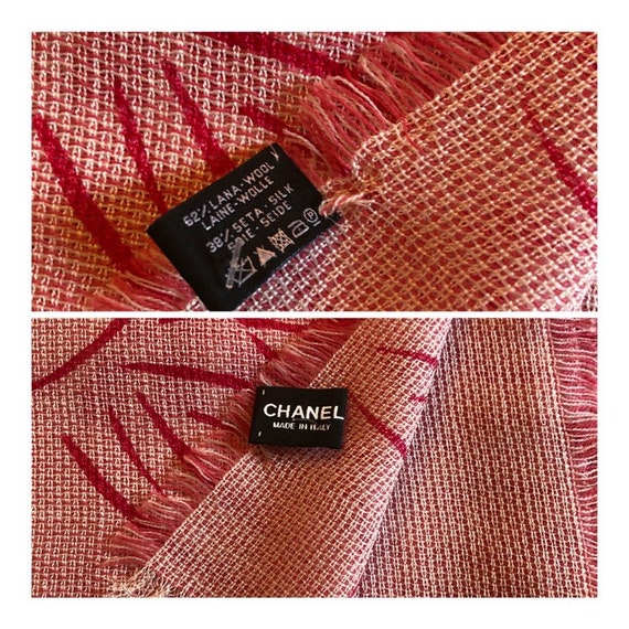 Chanel Large Wool and Silk Scarf Camélia and Vintage CC Logo -  UK