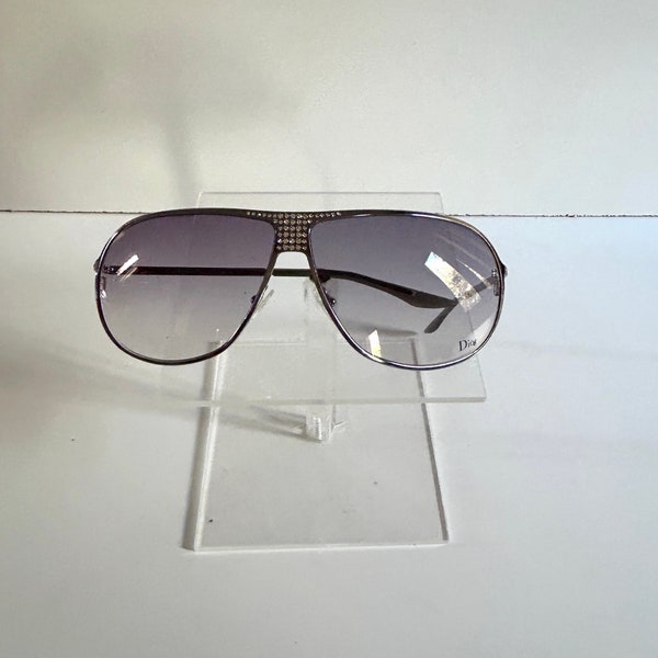 Dior Lunettes de Soleil Hard Dior 1 Aviateur Strass Verres Violets Années 90