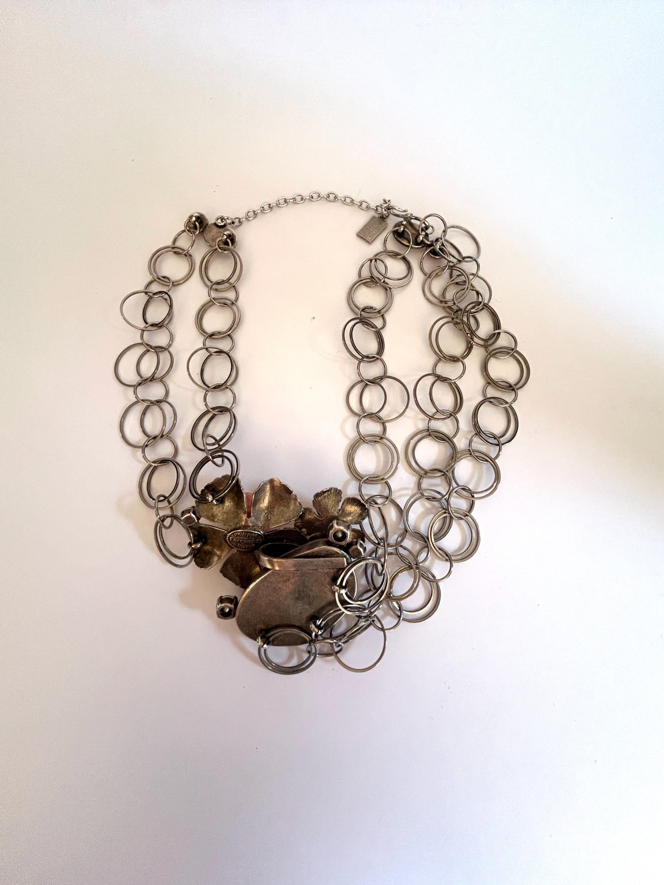 Philippe Ferrandis Large 90s Asymmetric Flower Pendant Necklace - Etsy
