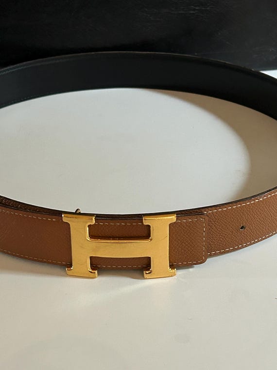 Hermès Constance H Gold Grained Brown Leather Belt 1998 - Etsy