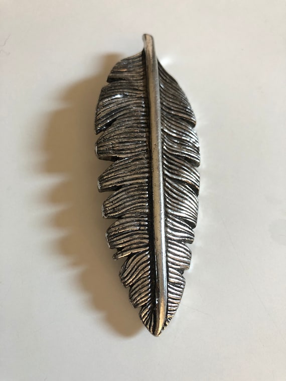 Poggi silver brooch in the shape of a feather Vin… - image 2