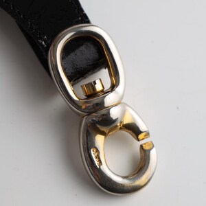 Céline Paris Black Patent Leather Belt with Gold Buckle 80s image 5