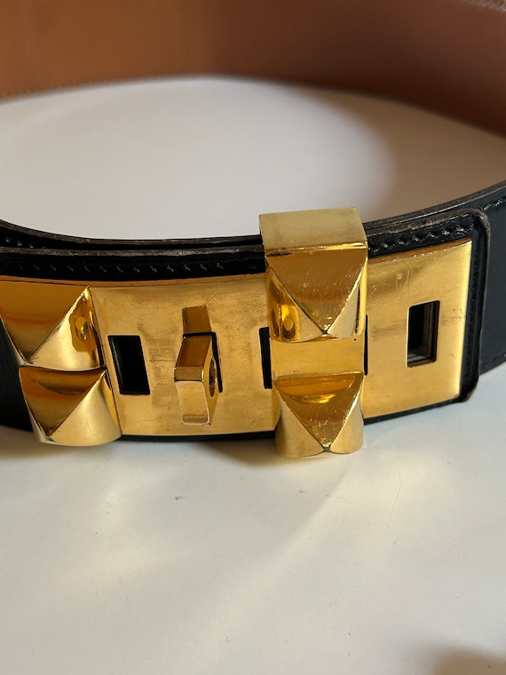 Hermès Médor Dog Collar Belt Black Leather Gold Finishes 1986 - Etsy