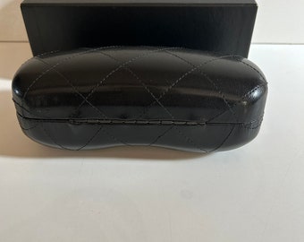 Chanel Double C Black Quilted Leather Glasses Case 2000s