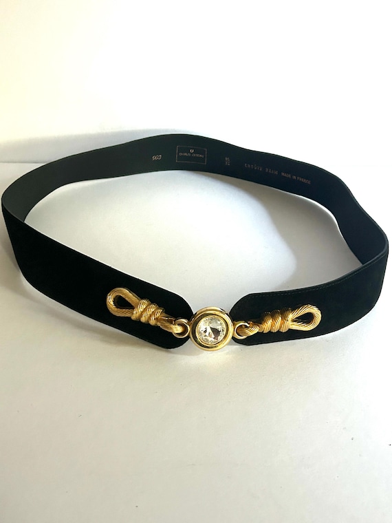 Charles Jourdan Black Suede Leather Belt With Jewel Clasp  display picture 1