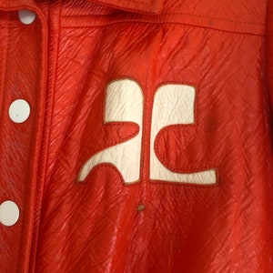 Courrèges Manteau Vinyle Orange Ultra Vintage Années 60 Doublure à revoir Rare