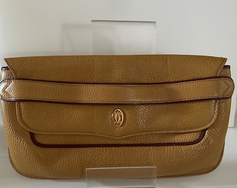 Cartier Must de Cartier Grand Sac  Pochette Cuir Grainé Bicolore Années 80