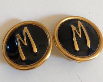 Montana gold and black earrings M vintage