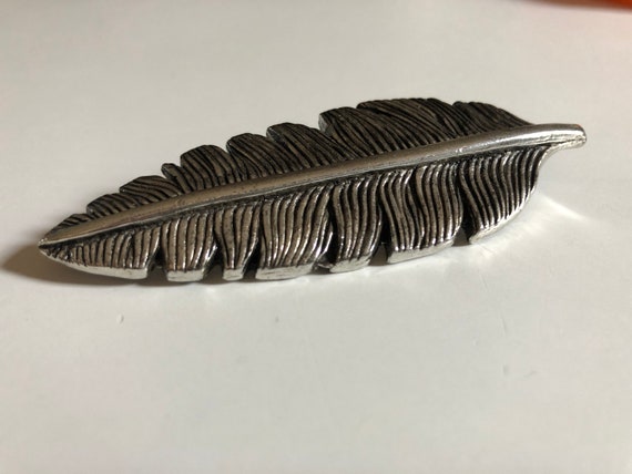 Poggi silver brooch in the shape of a feather Vin… - image 1