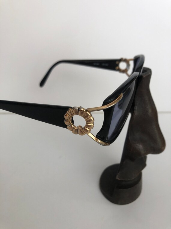 Nina Ricci Black and Gold Sunglasses Blue Lenses … - image 4