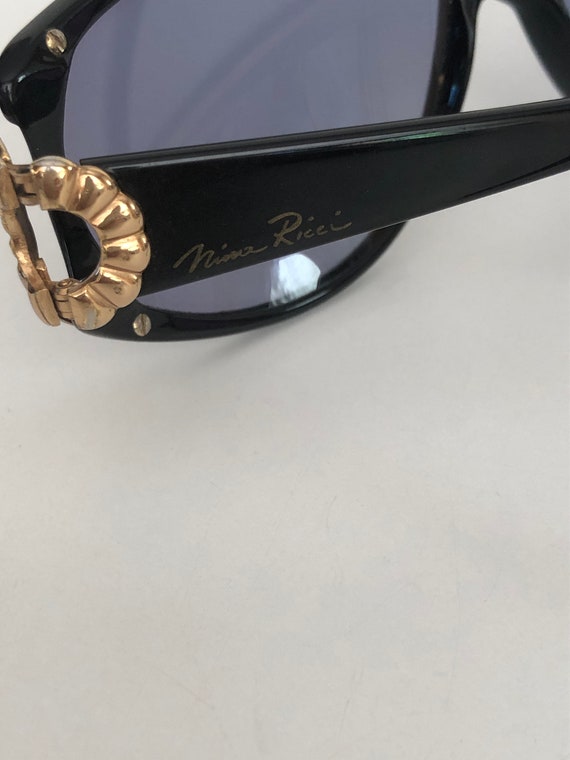 Nina Ricci Black and Gold Sunglasses Blue Lenses … - image 9