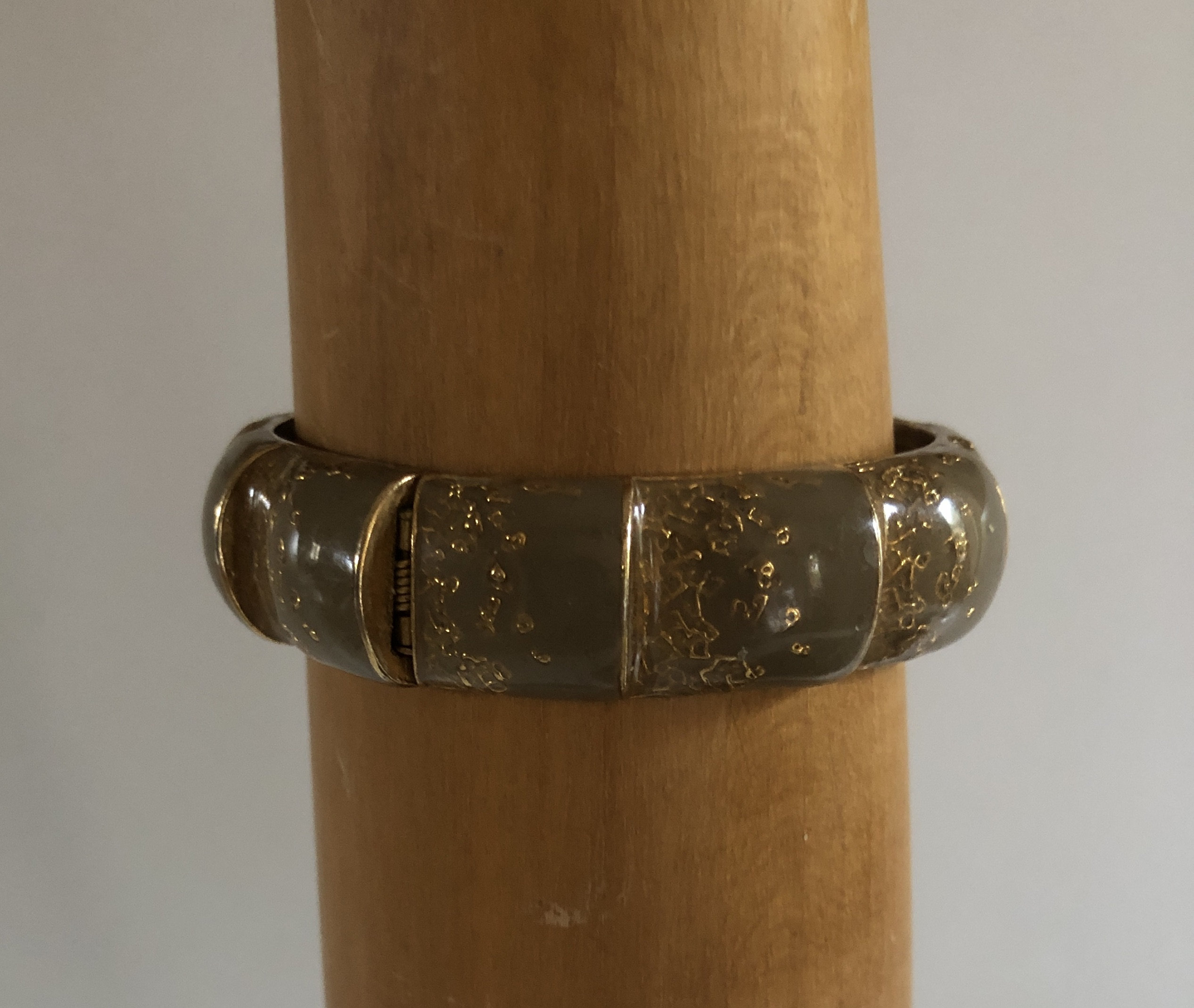 Balenciaga Gold and Beige Grey Bangle Bracelet Vintage 80s - Etsy