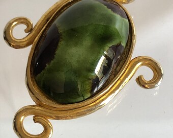 Broche Vintage Dorée De Dominique Denaive - Bijou Occasion - Style élégant - Parfait Pour Col Ou Veste