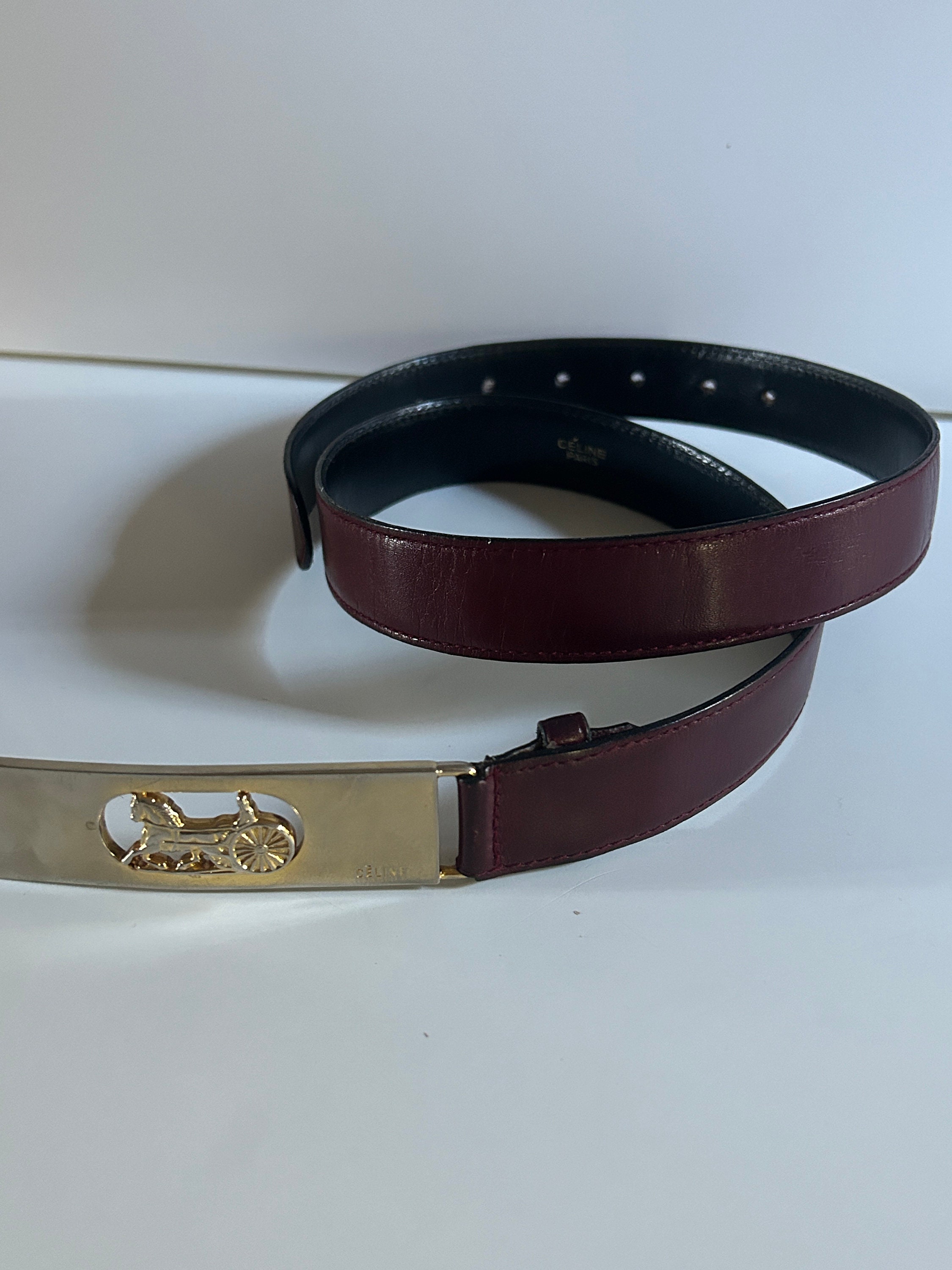 CELINE Paris セリーヌパリ　ビンテージ　ベルト セリーヌ パリ ブルゴーニュ レザーベルト カレッシュバックル