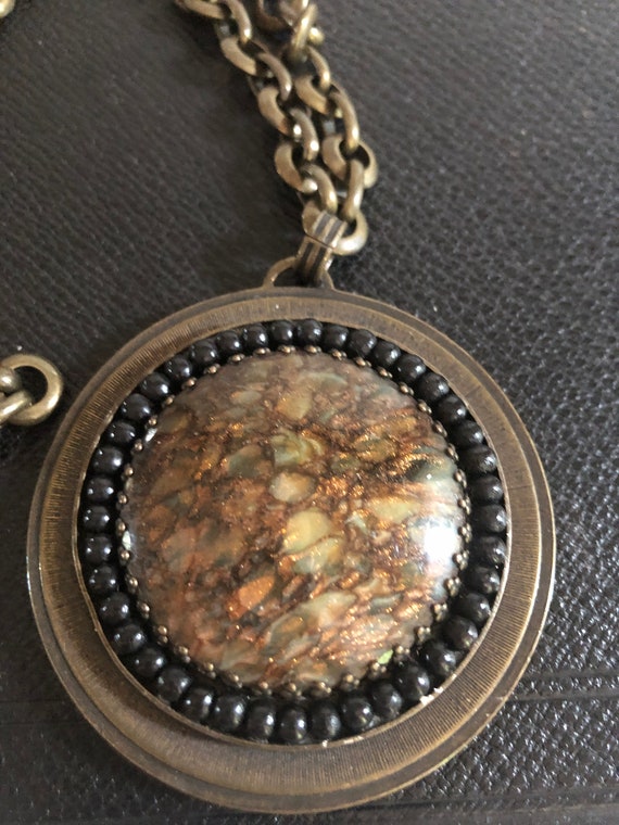 Jean Louis Blin Necklace Chain Large Medallion Pe… - image 2