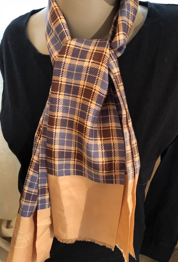Maggy Rouff vintage tartan silk large scarf