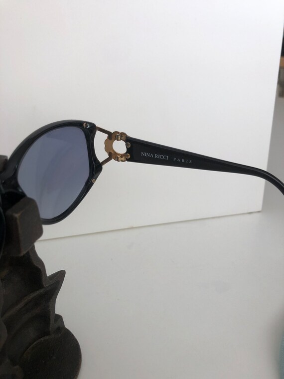 Nina Ricci Black and Gold Sunglasses Blue Lenses … - image 5