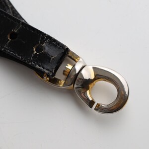 Céline Paris Black Patent Leather Belt with Gold Buckle 80s image 10