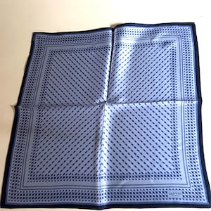 Lanvin Silk Scarf Pocket Square Blue Patterns Vintage Never Used