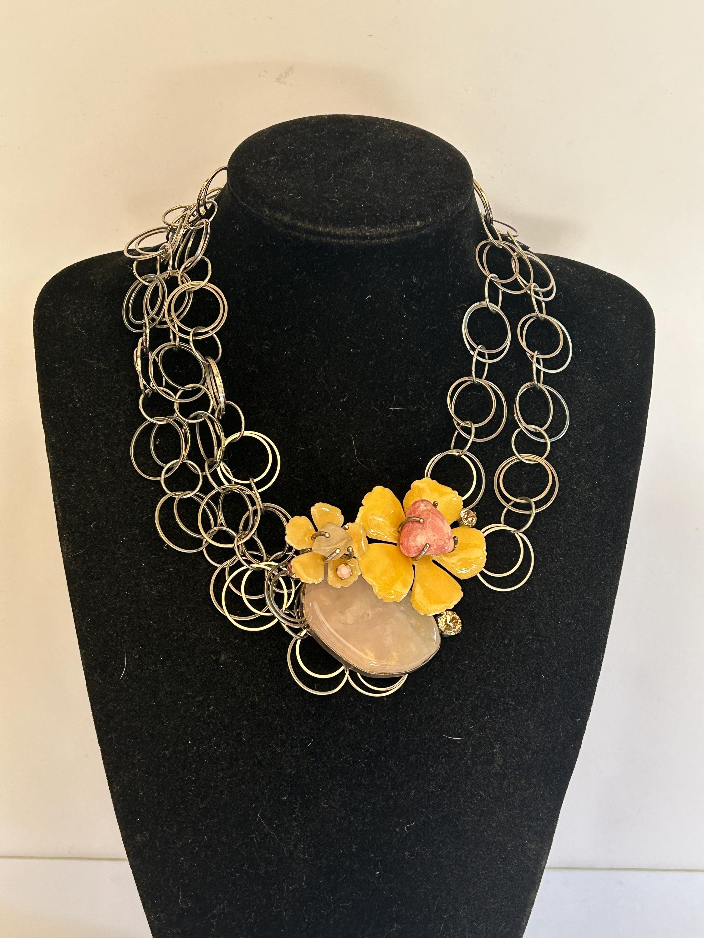 Philippe Ferrandis フラワーネックレス Philippe Ferrandis Large 90s Asymmetric Flower Pendant Necklace