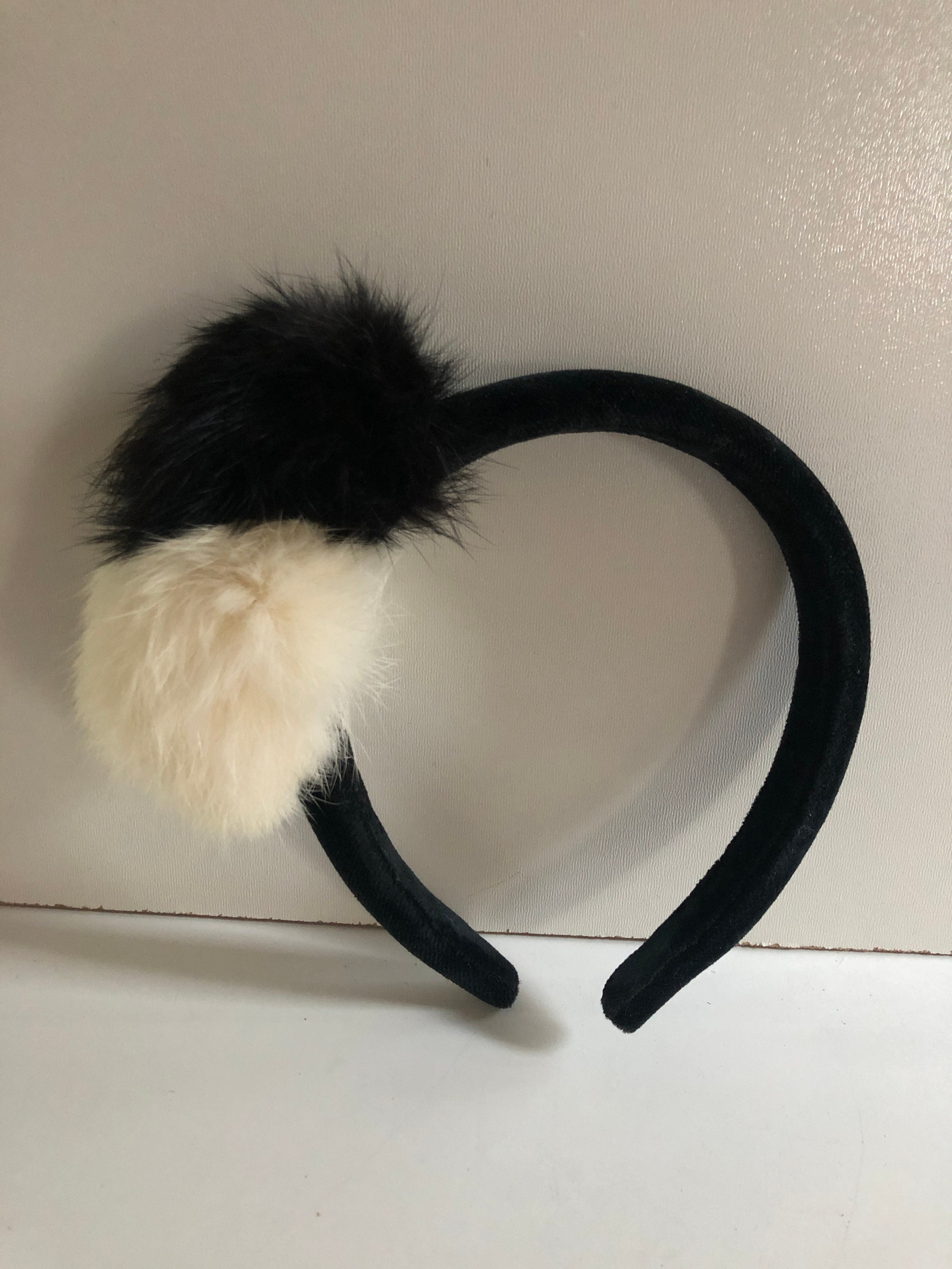 Nina Ricci Headband Hairband Black Velvet Pompom Vintage - Etsy