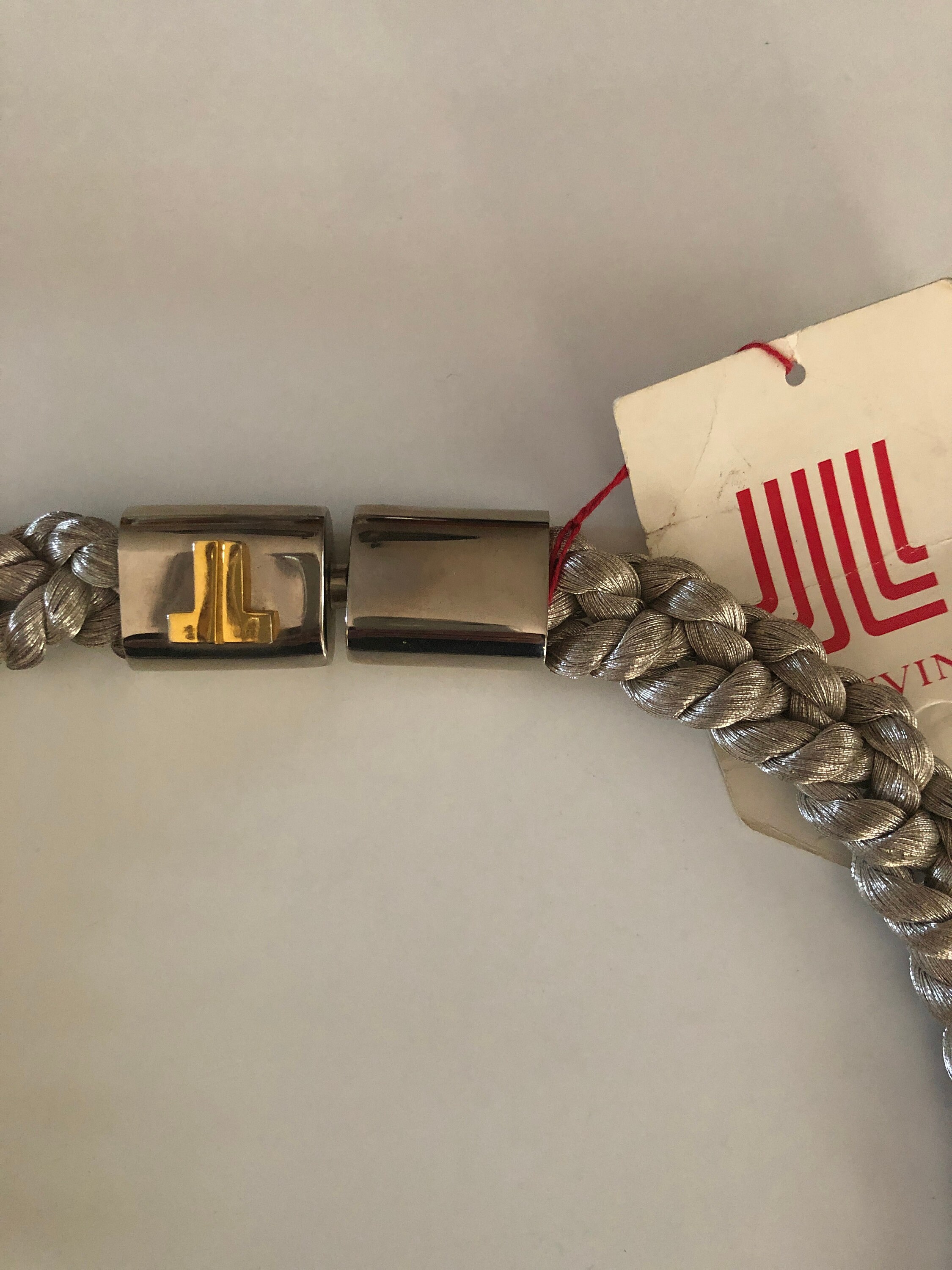 Lanvin Vintage Belt With Lamé Trimmings Monogram Clasp 70s 