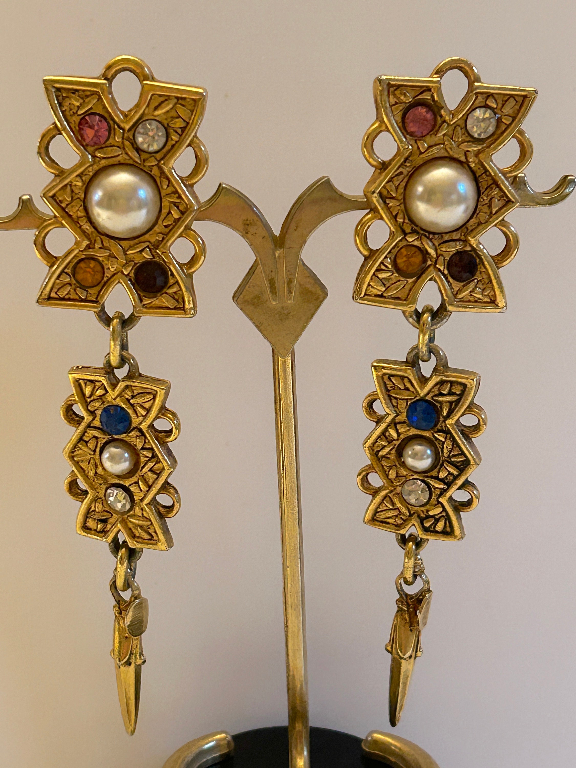 Boucles D'oreilles Demi-créoles Alexis L'Ahellec Vintage Années 90 - Dorées, Fermoir Clips