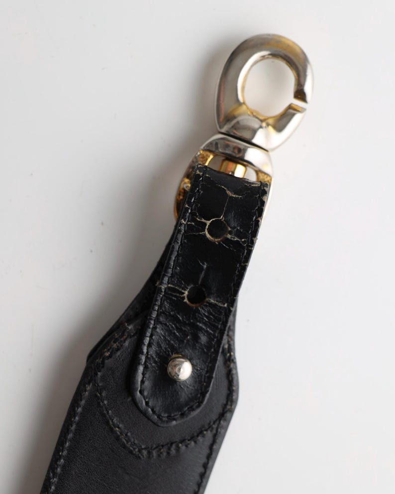 Céline Paris Black Patent Leather Belt with Gold Buckle 80s image 6