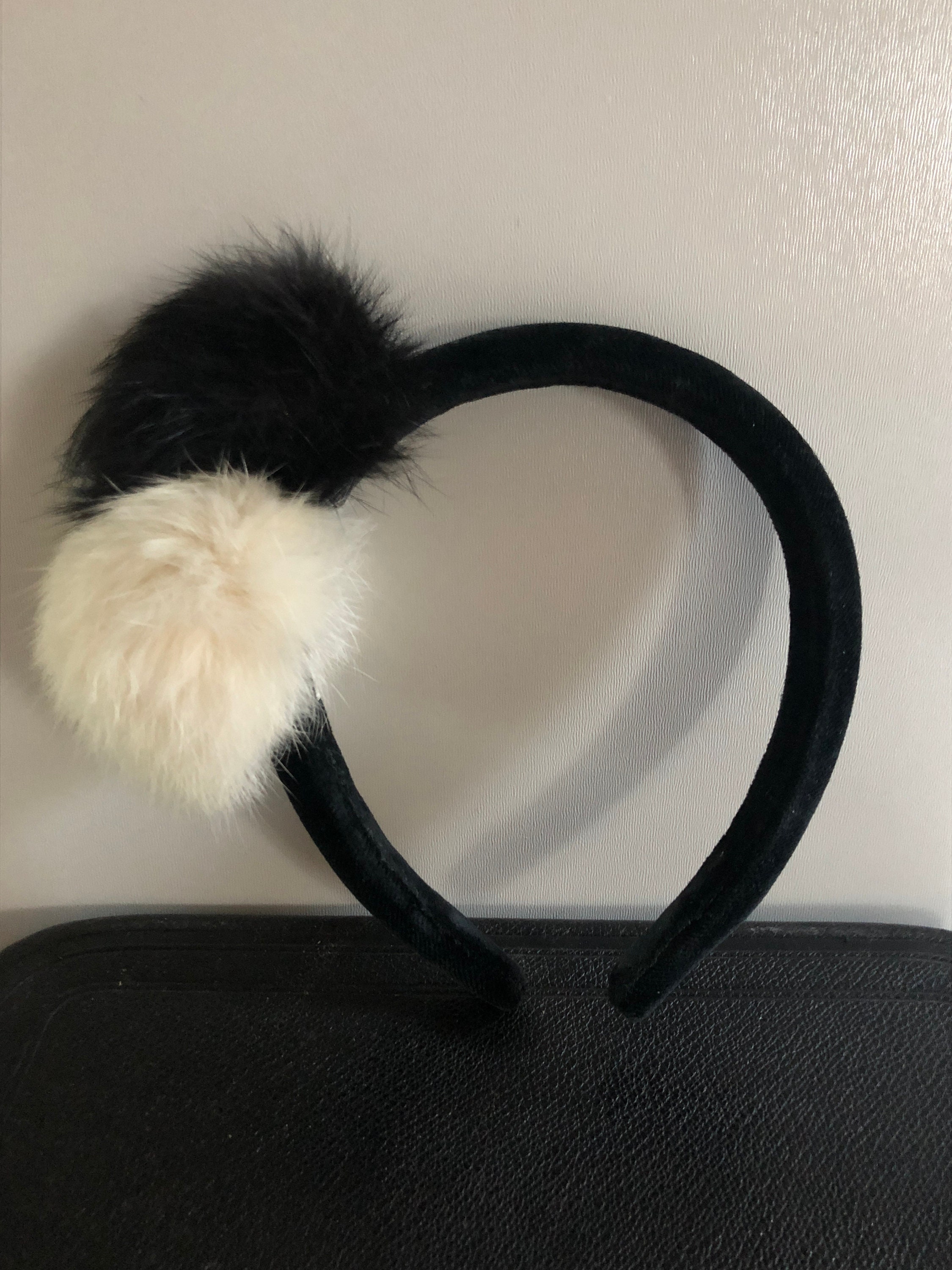 Nina Ricci Headband Hairband Black Velvet Pompom Vintage - Etsy