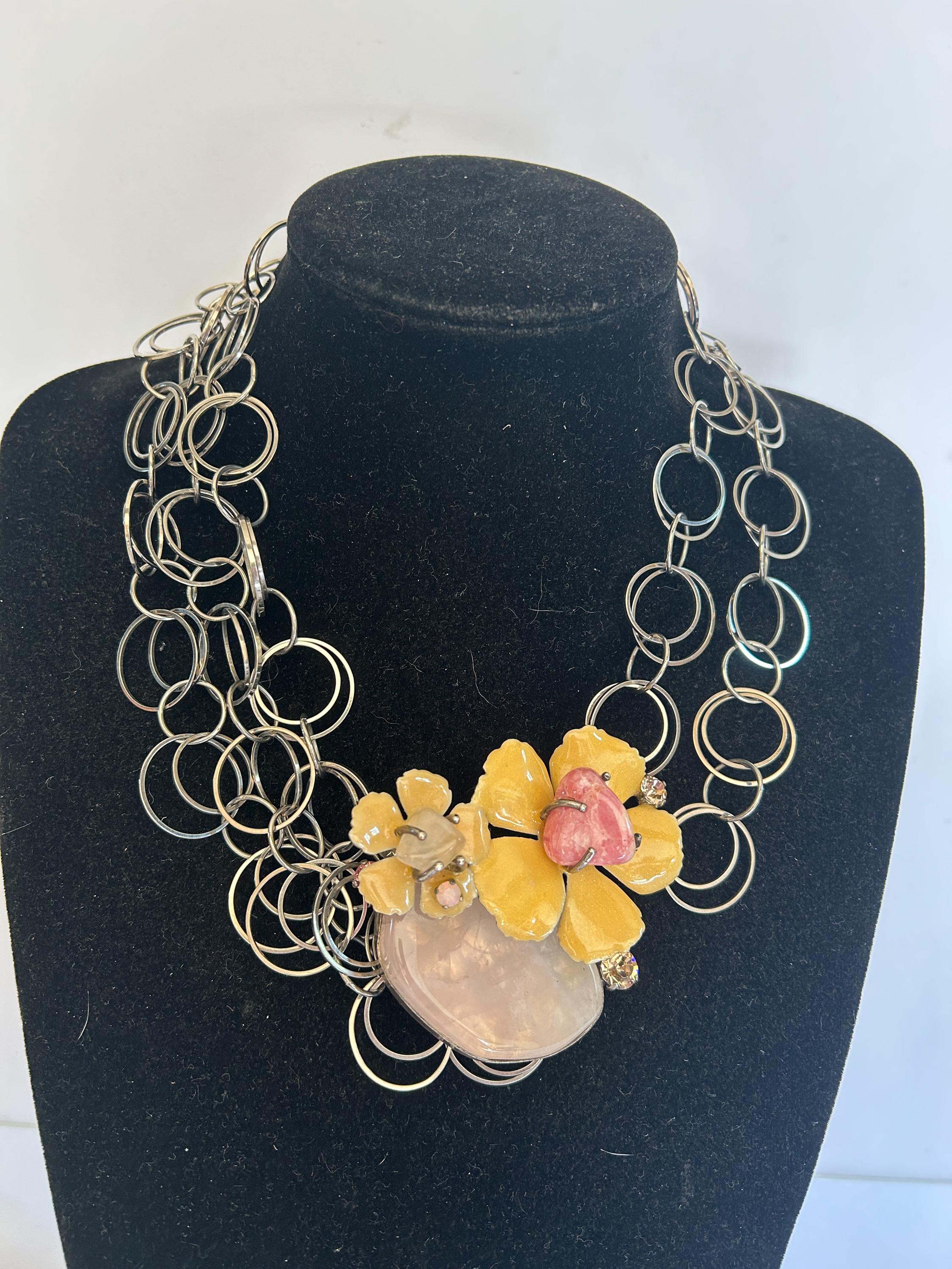 Philippe Ferrandis Large 90s Asymmetric Flower Pendant Necklace - Etsy