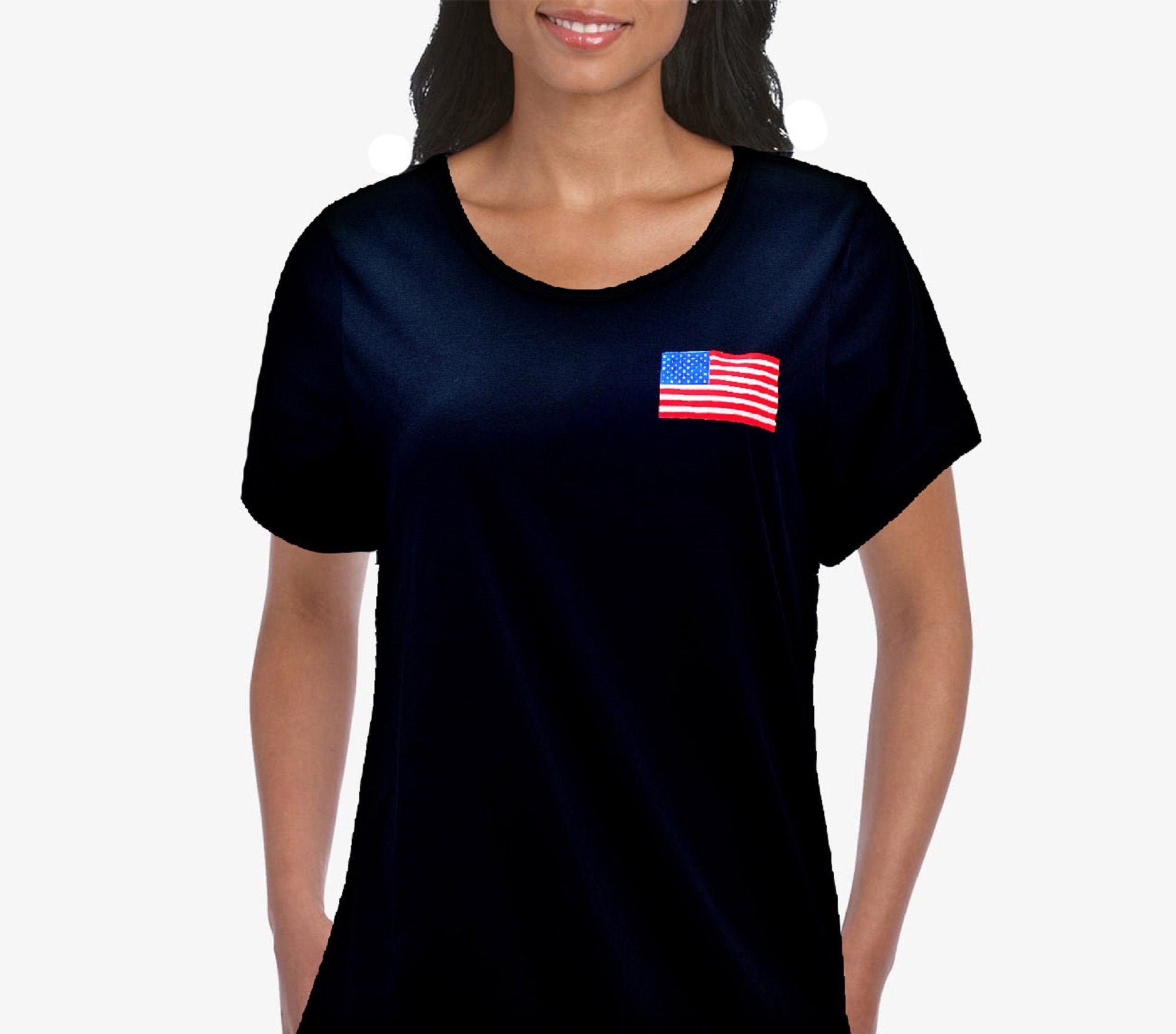 USA Flag Printed Ladies Girls Women Tshirt Top TShirt Cotton Etsy
