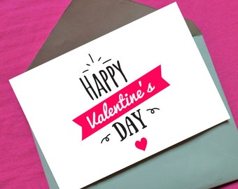 Valentine&#39;s Day Card Printable PDF and PNG, Instant Download for Her, Him, Kids, Foldable Card, Happy Valentine&#39;s Day Decor