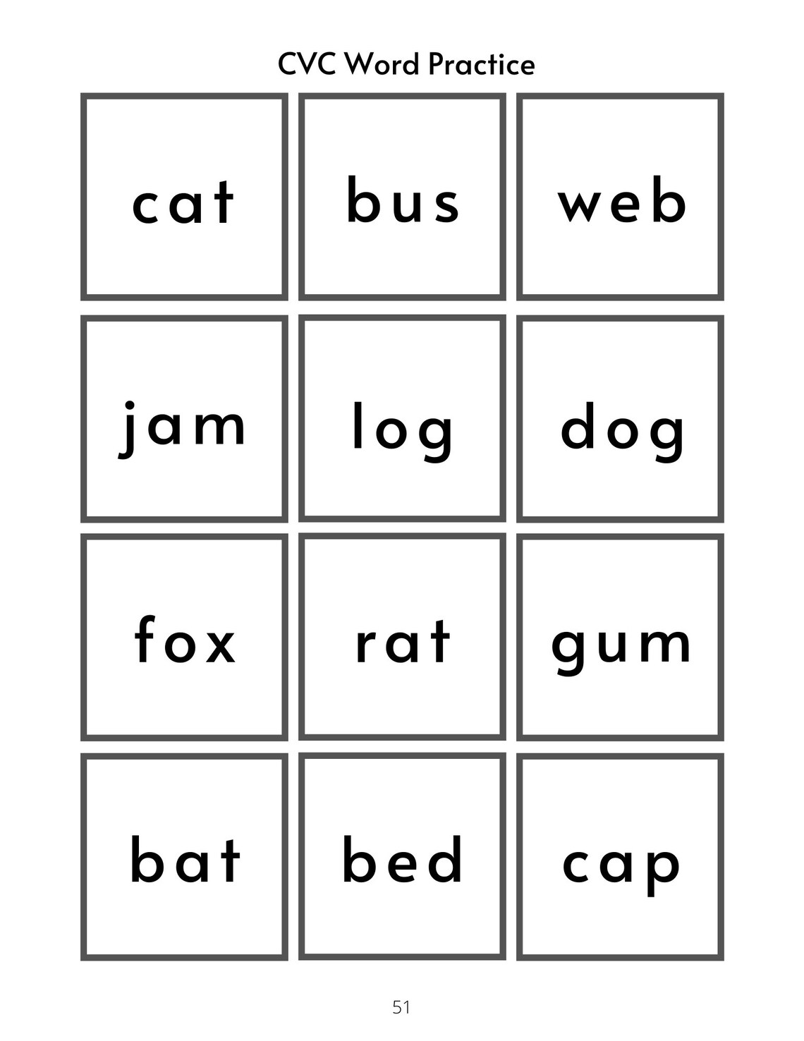 CVC Phonics Words Printable Activity Worksheets Preschool