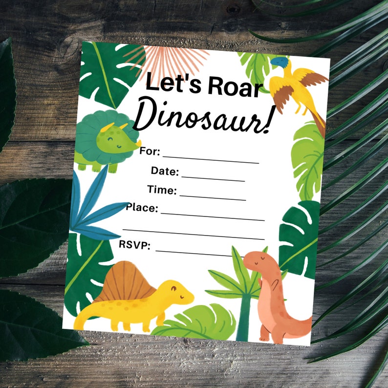 Dinosaur Birthday Party Invitation. Printable Instant Download Digital