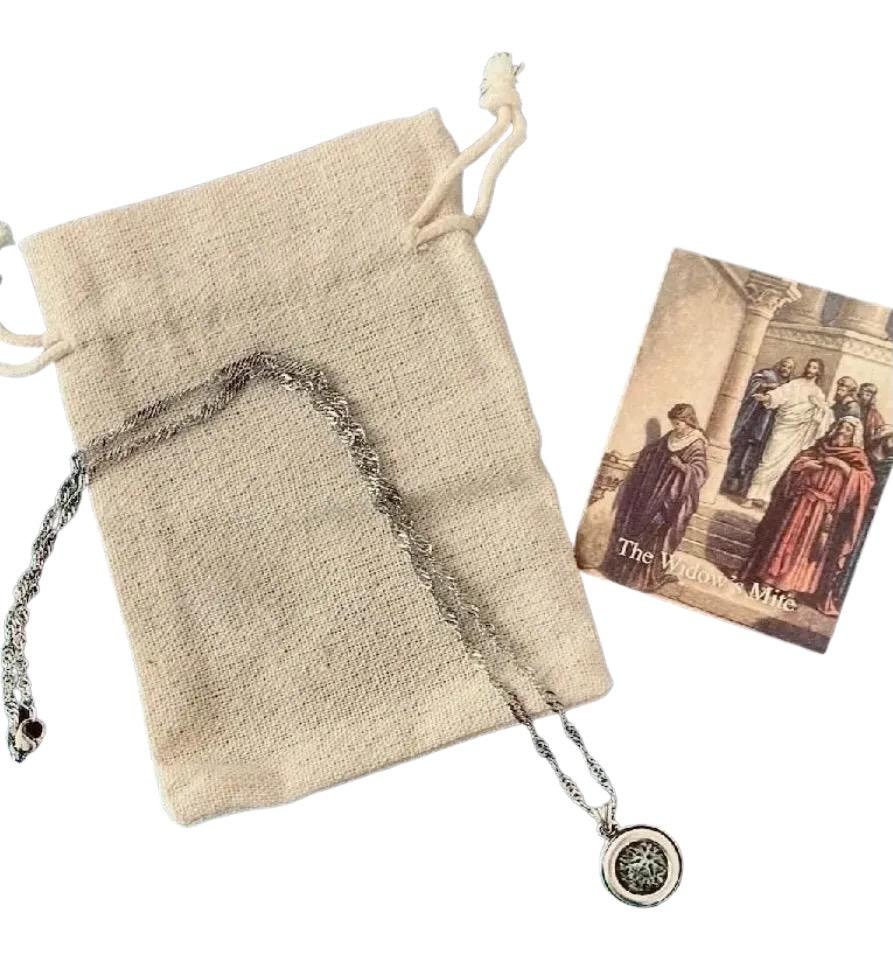 Certified Authentic Widows Mite Coin Necklace w/Pendant, Christian jewelry for women, Ancient Bible Coin w/ Israel Antiquities Certificate