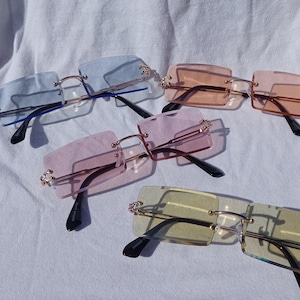 Pastel Rectangle Frame 90's Fashion Sunglasses Women Fashion