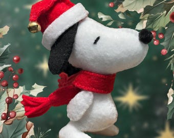 DIY Snoopy vilten ornamentpatroon - muts en sjaal pdf-patroon