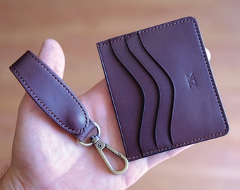 Money clip card wallet and Leather keychain Combo