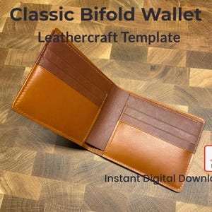 Patrón de billetera plegable premium para hombre: archivo de plantilla digital (no la billetera real).